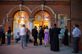 Drinks outside the Parish Hall