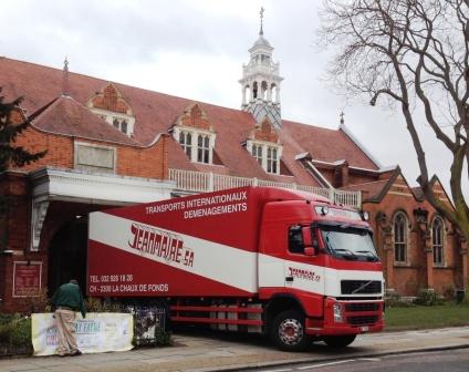 The organ arrives in a lorry from Switzerland