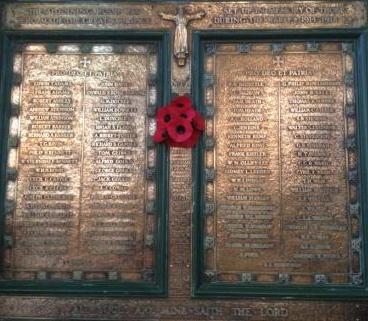 War Memorial plaque in St Michael's
